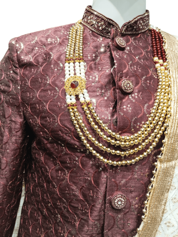 Maroon Embroidered Sherwani D.SL038 Maroon Embroidered Sherwani D.SL038