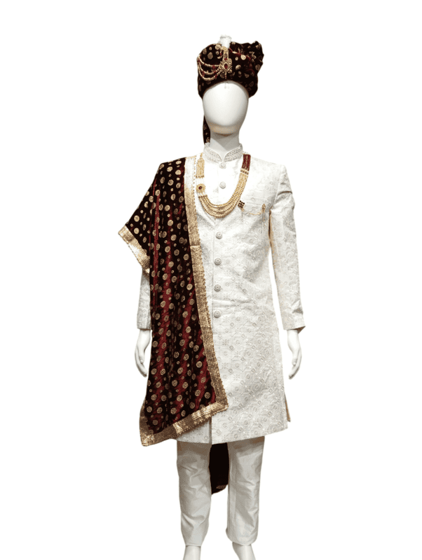 Cream Brocade Sherwani D.SL088 Cream Brocade Sherwani D.SL088