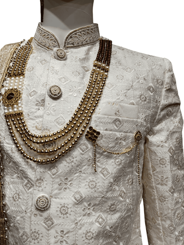 Cream Brocade Sherwani D.SL088 Cream Brocade Sherwani D.SL088